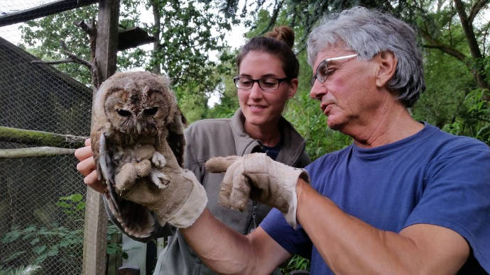 Axel Hagedorn (NABU) und Praktikantin der Naturwacht Saarland Jennifer Rück